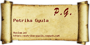 Petrika Gyula névjegykártya